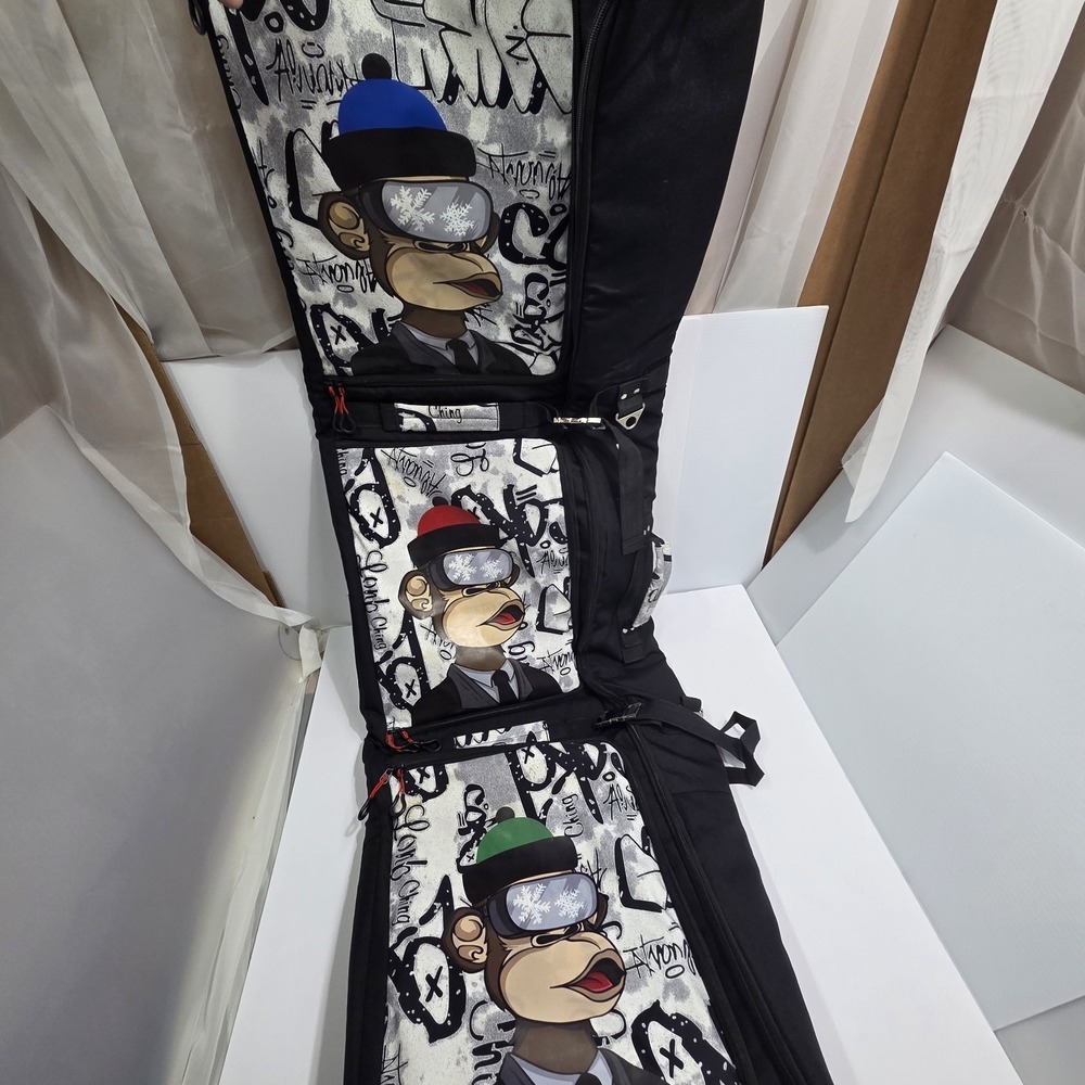 JEI Rollie Snowboard Ski Bag On Wheels Backpack Padded Travel Case Monkey Ape...